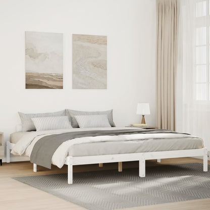 Letto Extra Lungo senza Materasso Bianco 180x220 cm in Pino - homemem39