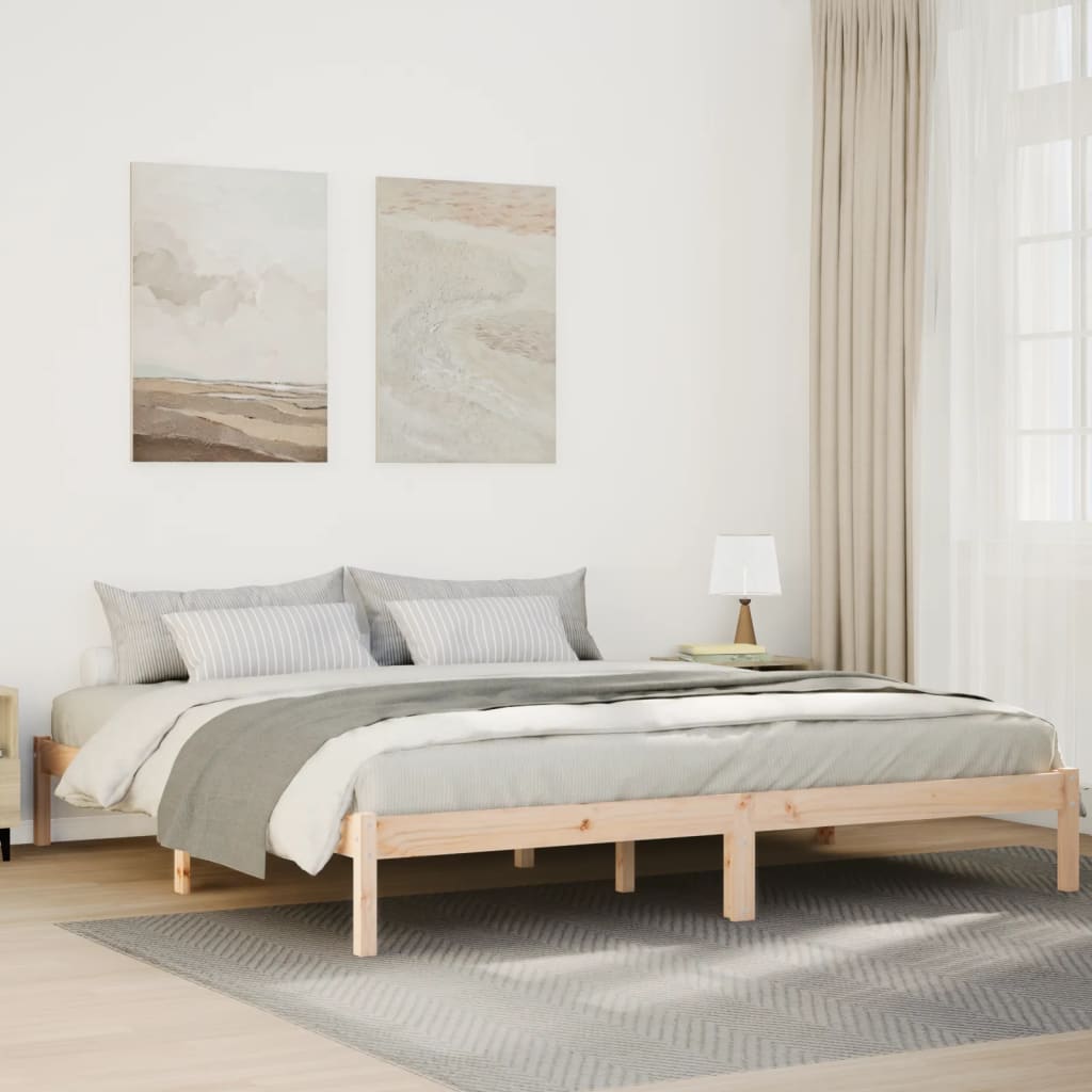 Letto Extra Lungo senza Materasso 200x220 cm in Legno di Pino - homemem39