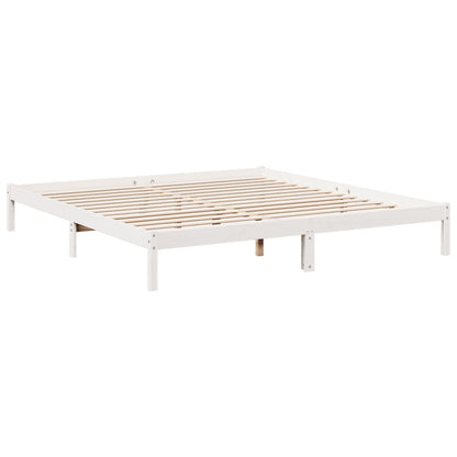 Letto Extra Lungo senza Materasso Bianco 200x220 cm in Pino - homemem39