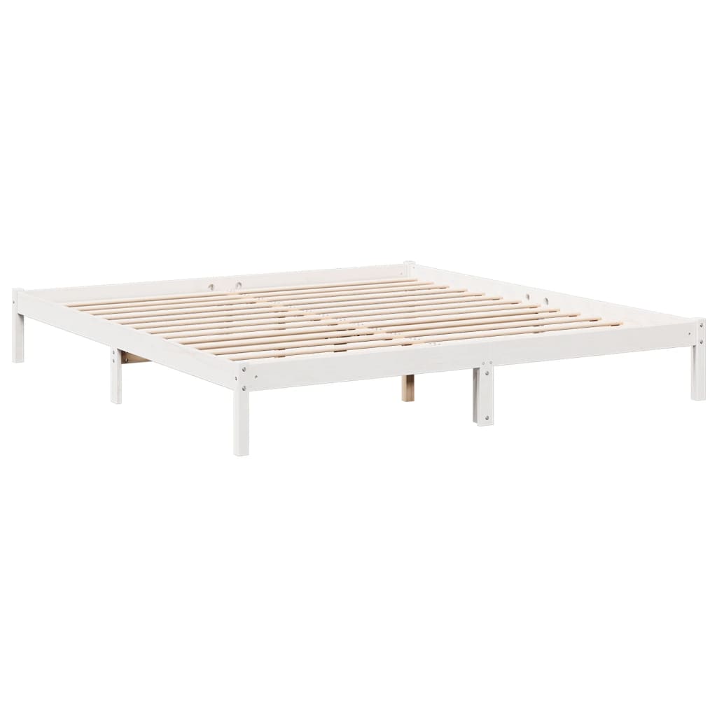 Letto Extra Lungo senza Materasso Bianco 200x220 cm in Pino - homemem39