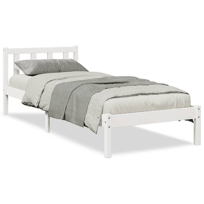 Letto Extra Lungo senza Materasso Bianco 90x210 cm in Pino - homemem39
