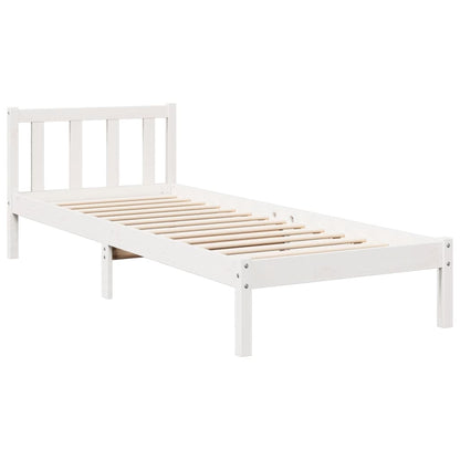 Letto Extra Lungo senza Materasso Bianco 90x210 cm in Pino - homemem39