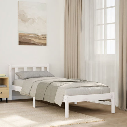 Letto Extra Lungo senza Materasso Bianco 90x210 cm in Pino - homemem39