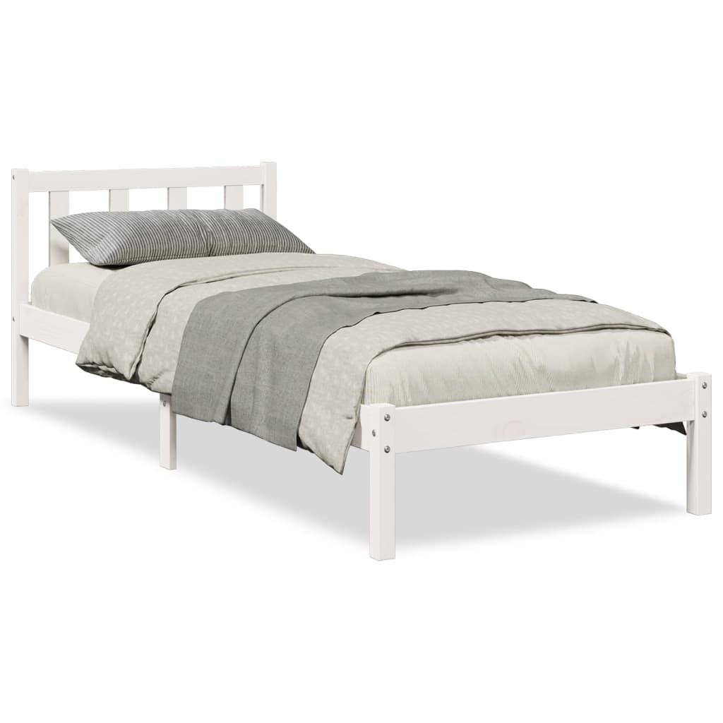 Letto Extra Lungo senza Materasso Bianco 100x210 cm in Pino | homemem39
