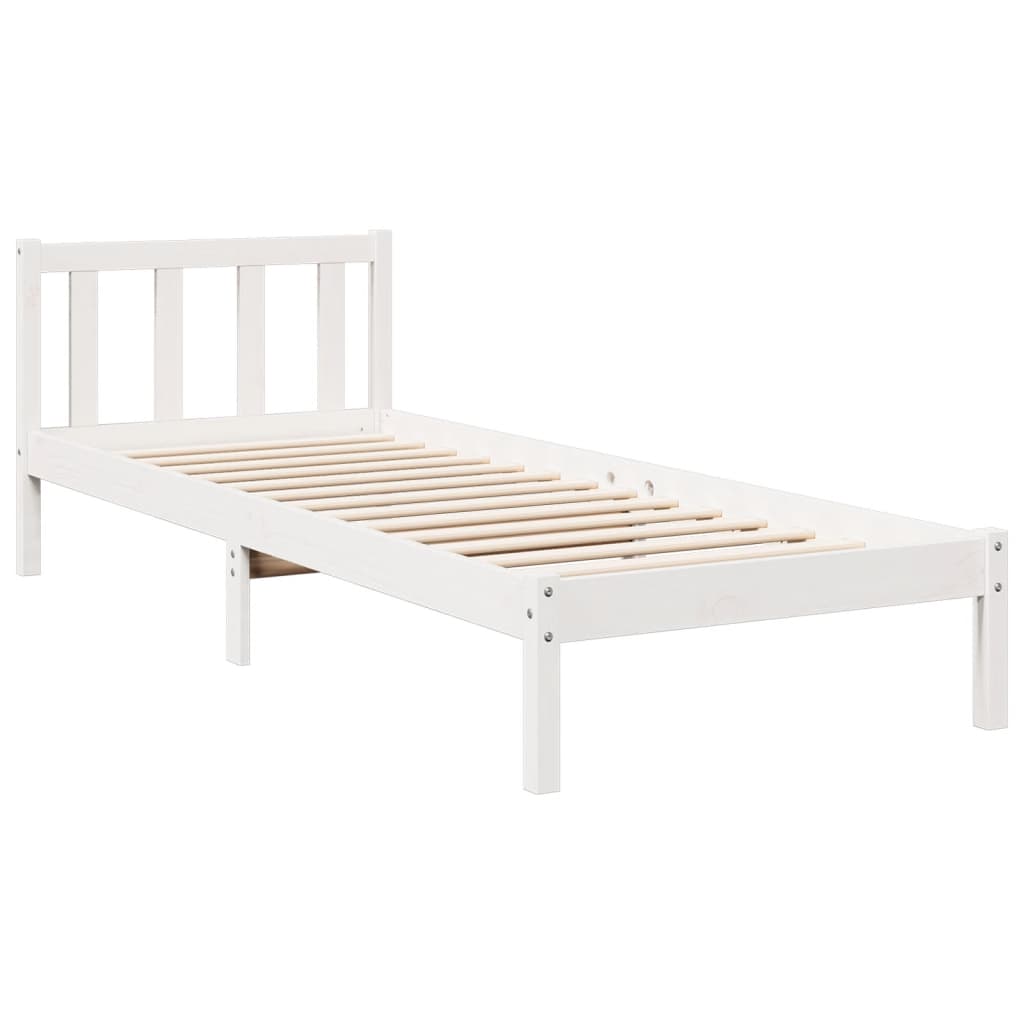 Letto Extra Lungo senza Materasso Bianco 100x210 cm in Pino - homemem39