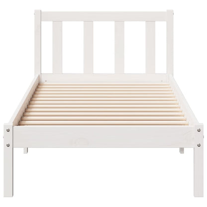 Letto Extra Lungo senza Materasso Bianco 100x210 cm in Pino | homemem39