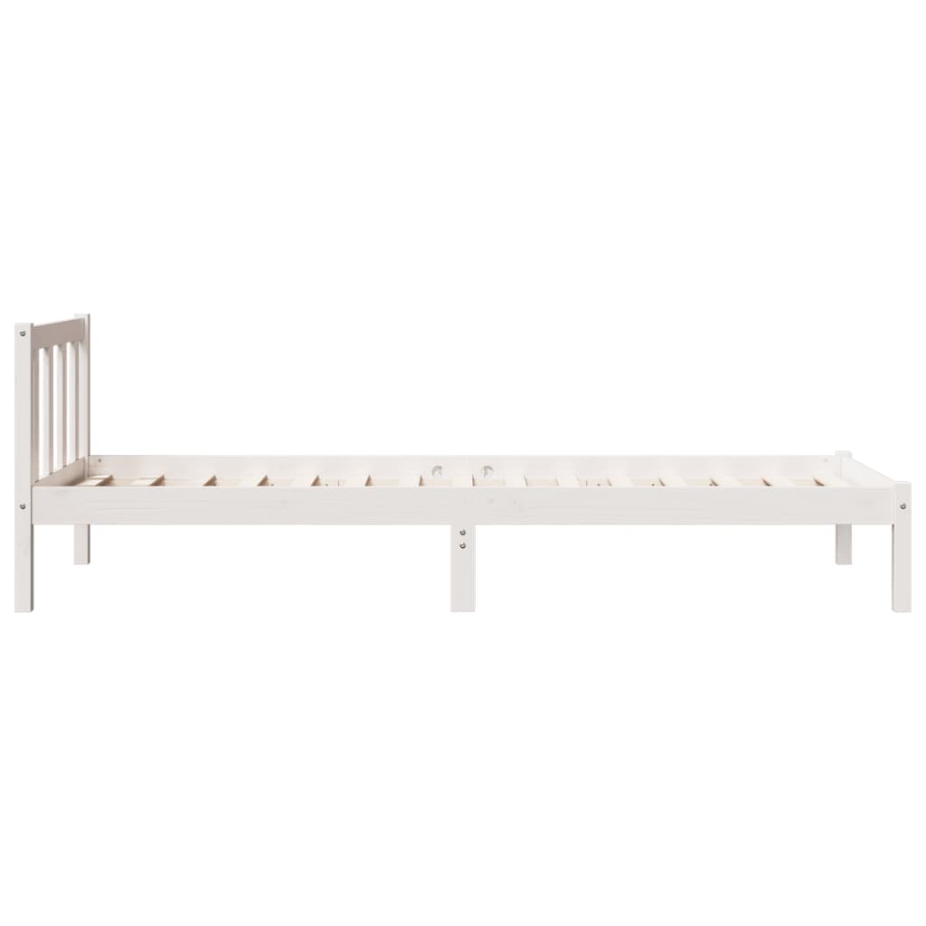 Letto Extra Lungo senza Materasso Bianco 100x210 cm in Pino - homemem39
