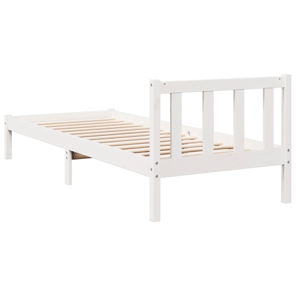 Letto Extra Lungo senza Materasso Bianco 100x210 cm in Pino - homemem39