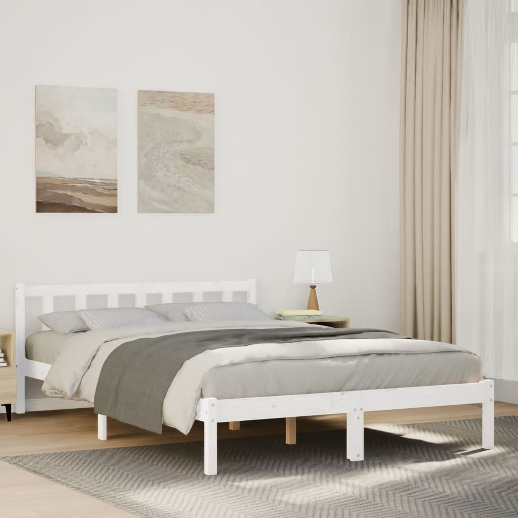 Letto Extra Lungo senza Materasso Bianco 180x200 cm in Pino - homemem39