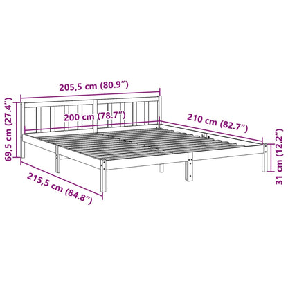 Letto Extra Lungo senza Materasso 200x210 cm in Legno di Pino