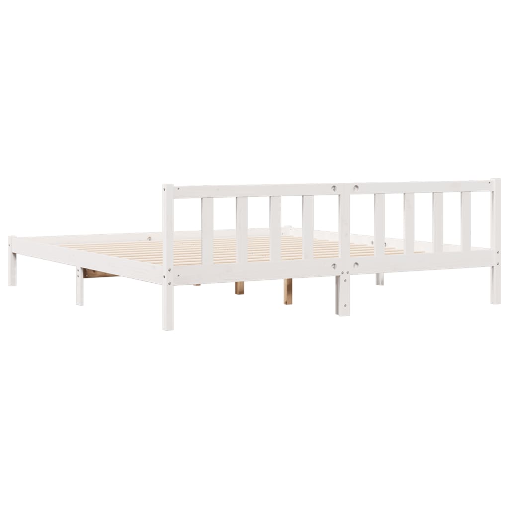 Letto Extra Lungo senza Materasso Bianco 200x210 cm in Pino - homemem39