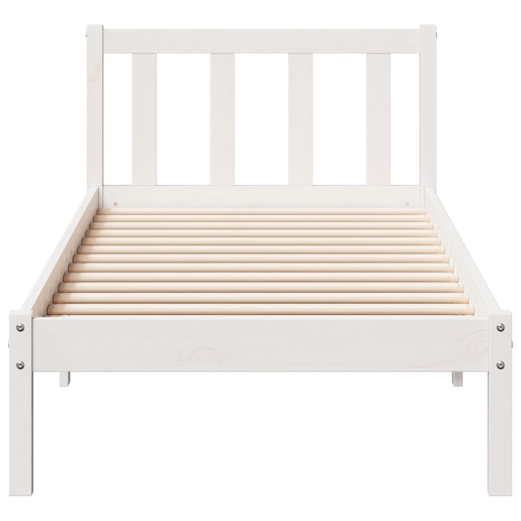 Letto Extra Lungo senza Materasso Bianco 80x220 cm in Pino | homemem39