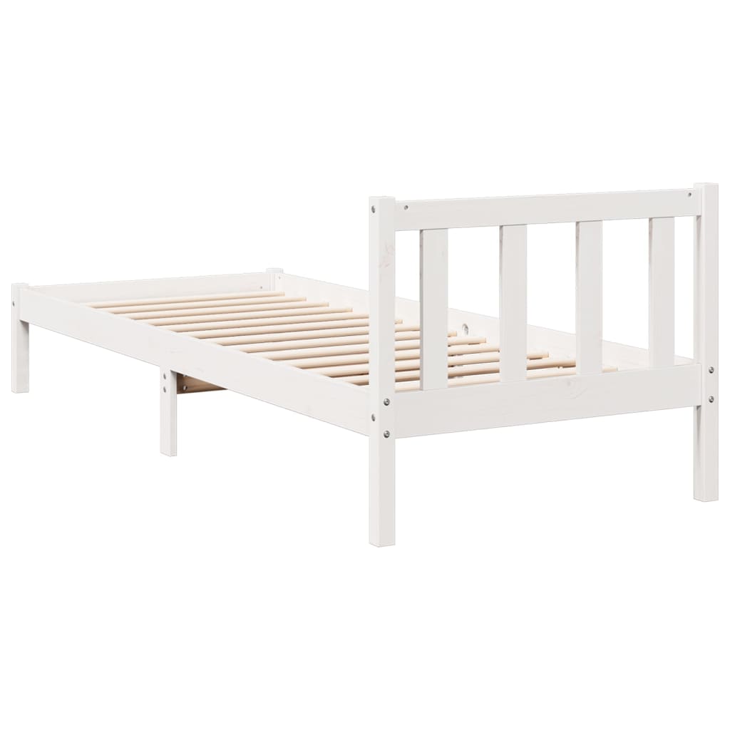 Letto Extra Lungo senza Materasso Bianco 80x220 cm in Pino - homemem39