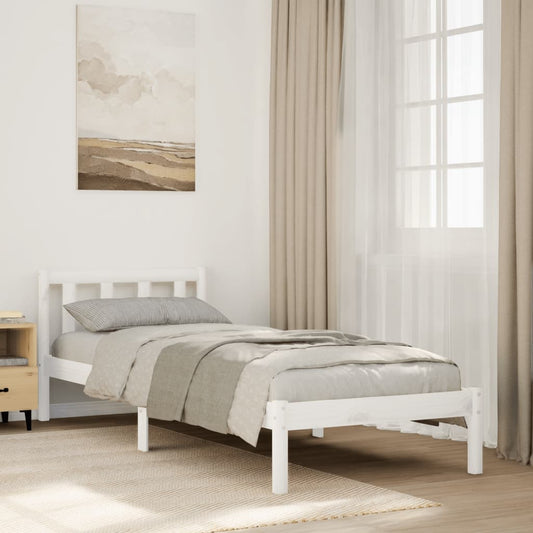 Letto Extra Lungo senza Materasso Bianco 90x220 cm in Pino - homemem39