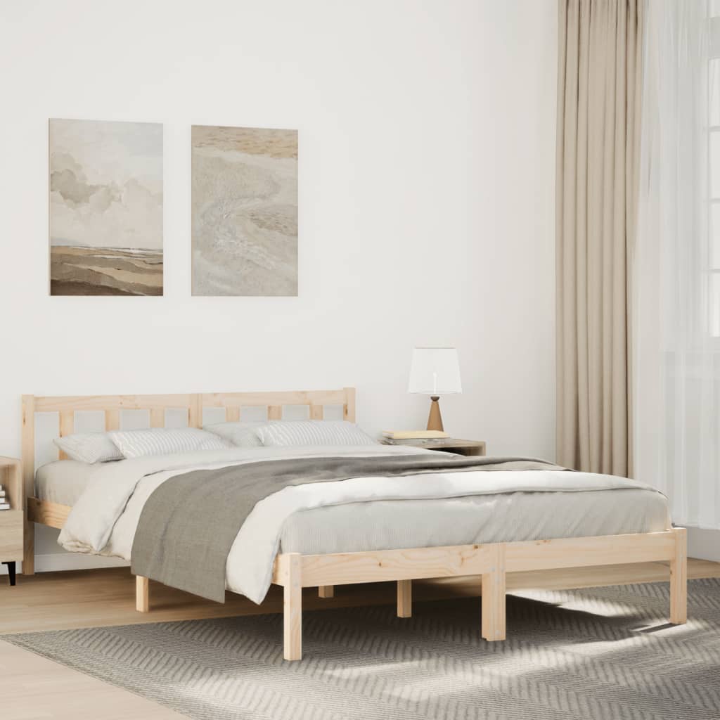 Letto Extra Lungo senza Materasso 140x220cm Legno Massello Pino - homemem39