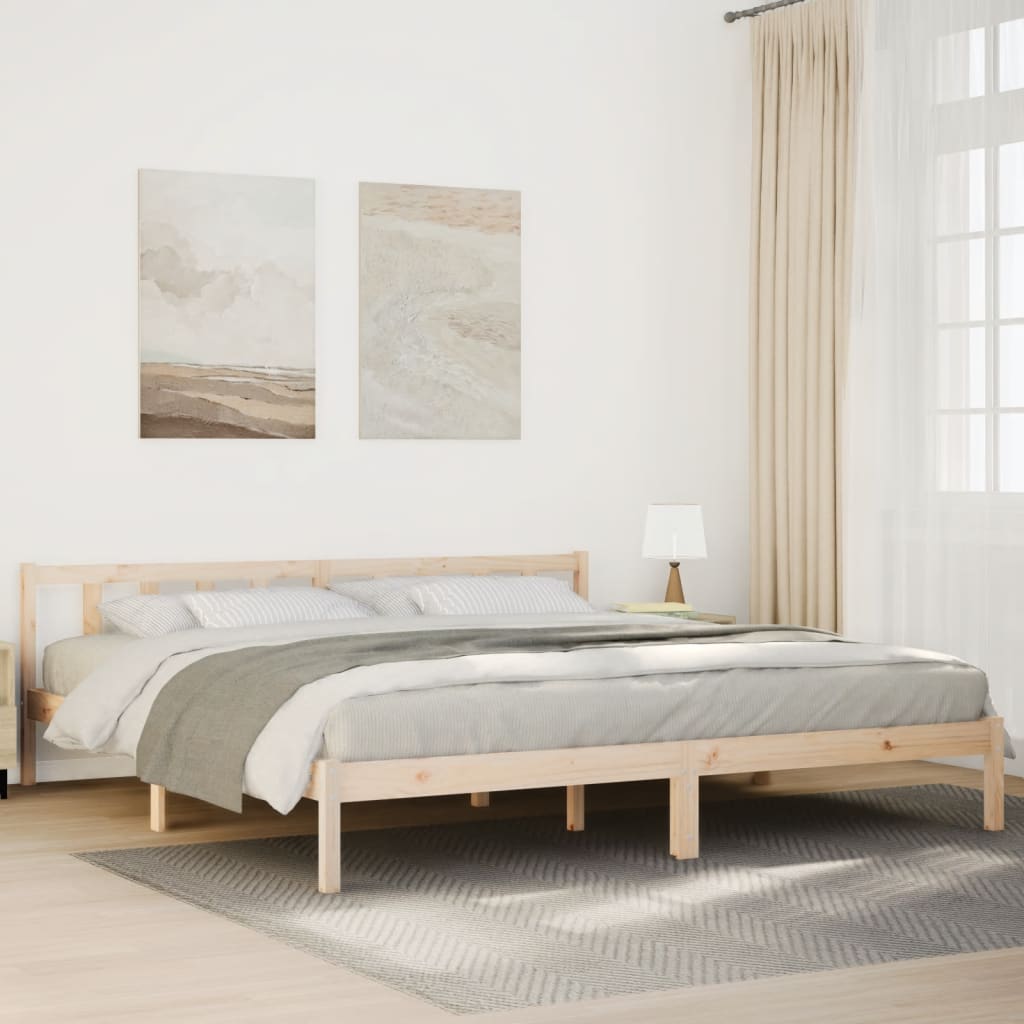 Letto Extra Lungo senza Materasso 180x220 cm in Legno di Pino - homemem39