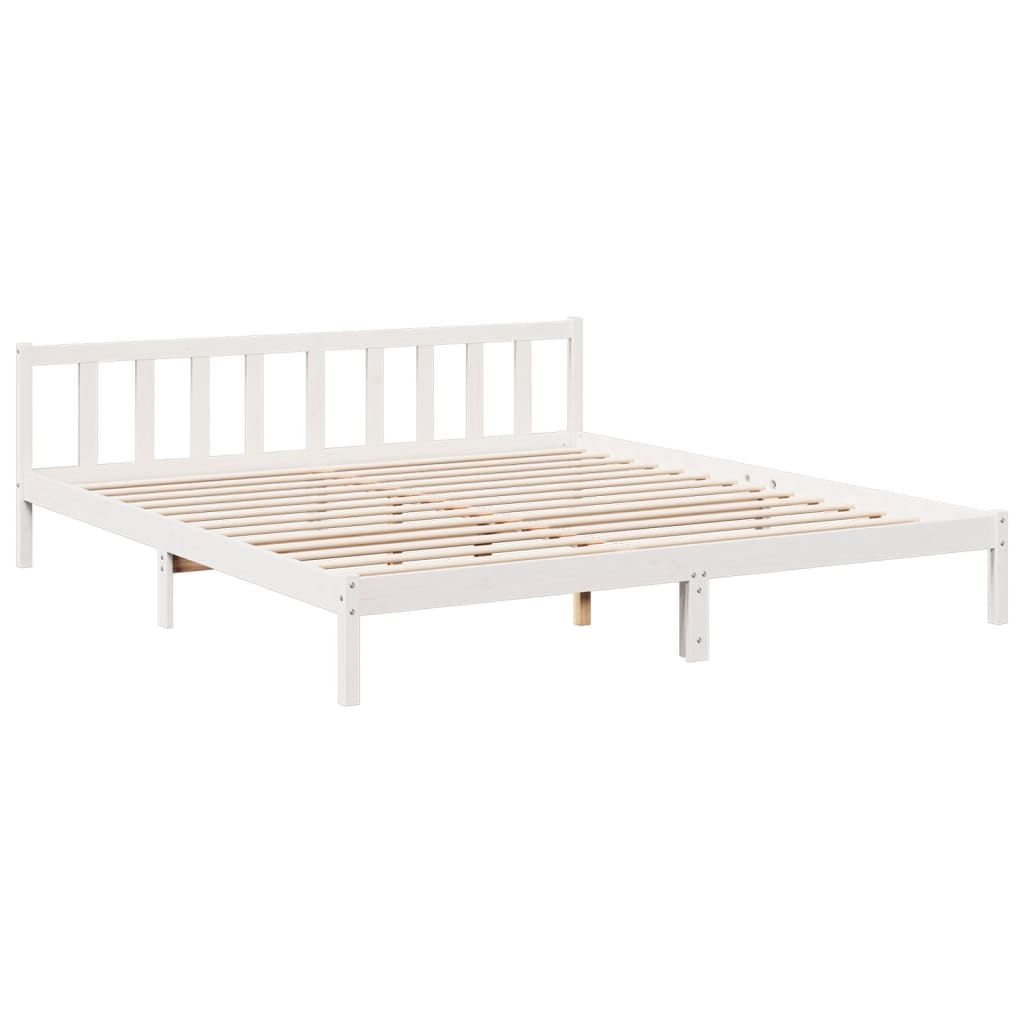 Letto Extra Lungo senza Materasso Bianco 180x220 cm in Pino