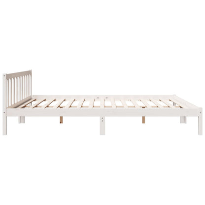 Letto Extra Lungo senza Materasso Bianco 180x220 cm in Pino | homemem39