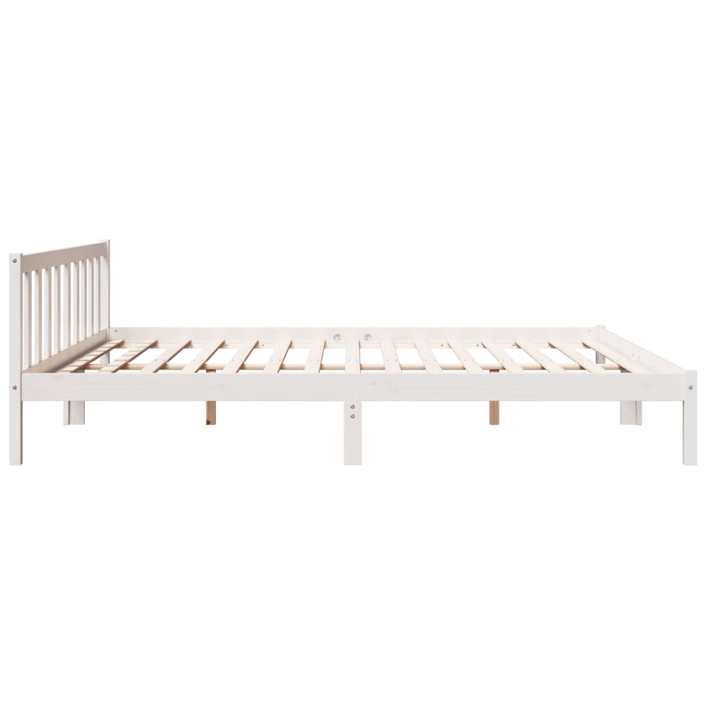 Letto Extra Lungo senza Materasso Bianco 180x220 cm in Pino