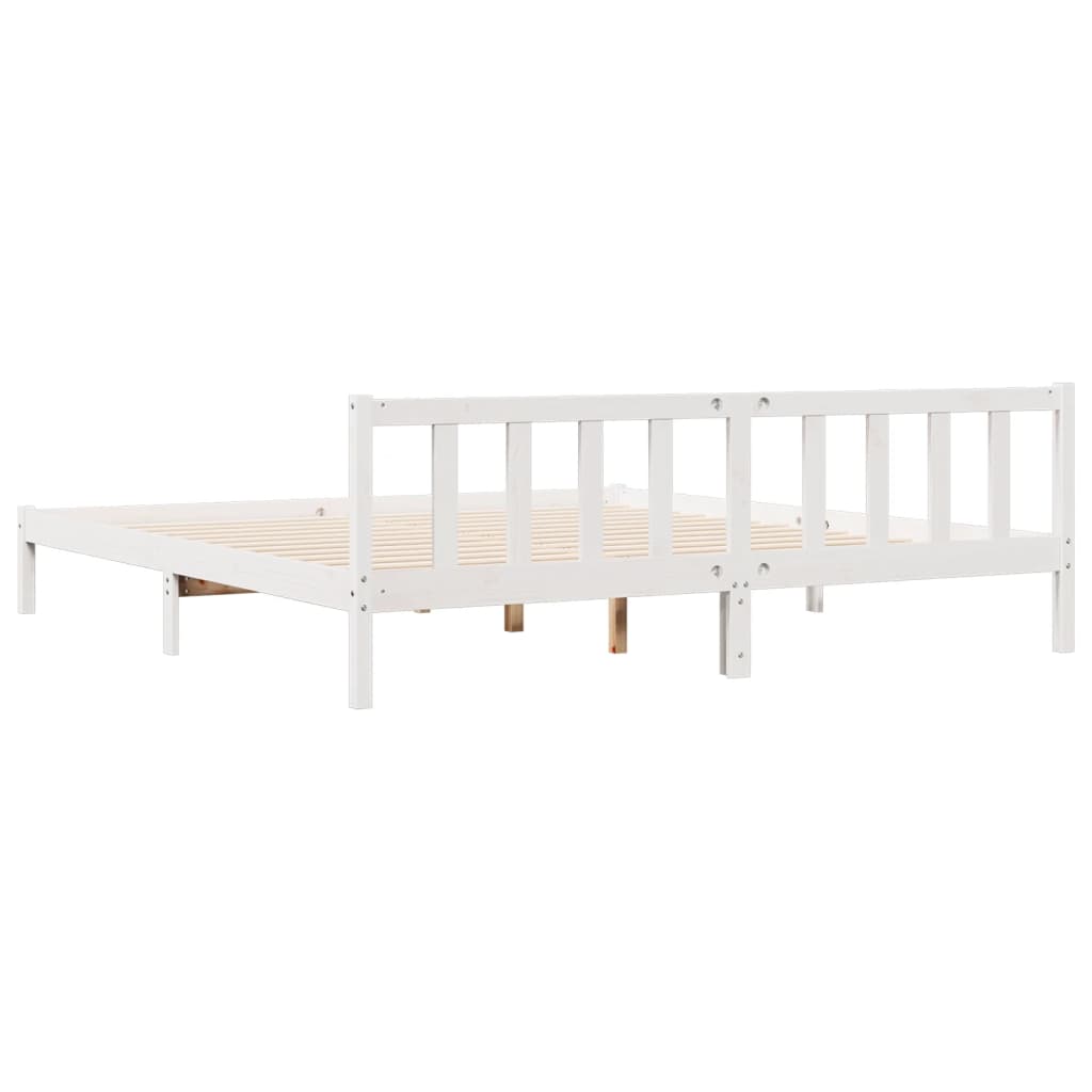 Letto Extra Lungo senza Materasso Bianco 180x220 cm in Pino - homemem39