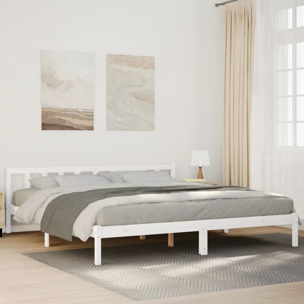 Letto Extra Lungo senza Materasso Bianco 180x220 cm in Pino - homemem39