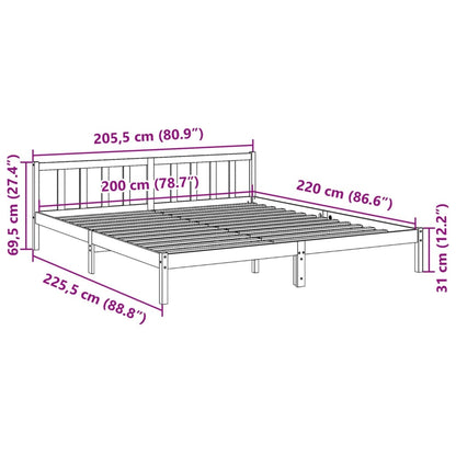 Letto Extra Lungo senza Materasso 200x220 cm in Legno di Pino | homemem39