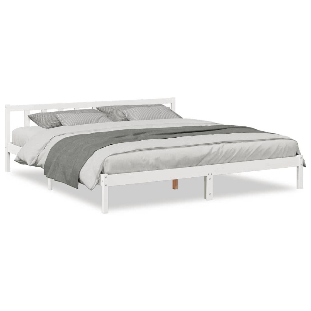 Letto Extra Lungo senza Materasso Bianco 200x220 cm in Pino - homemem39