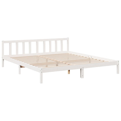 Letto Extra Lungo senza Materasso Bianco 200x220 cm in Pino - homemem39