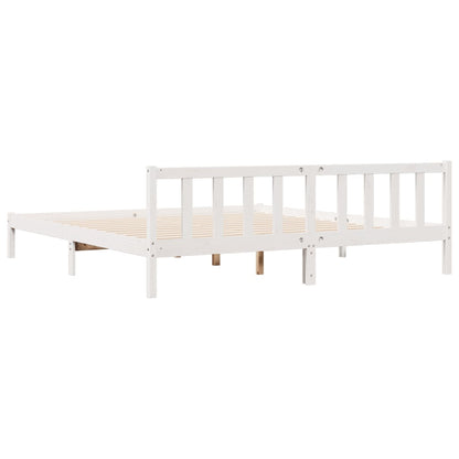 Letto Extra Lungo senza Materasso Bianco 200x220 cm in Pino | homemem39