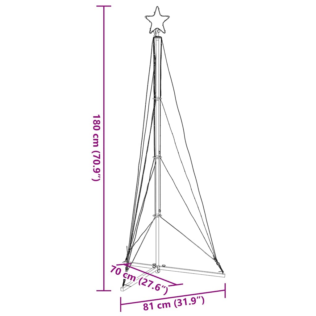 Albero di Natale a LED 363 LED Bianco Caldo 182 cm - homemem39