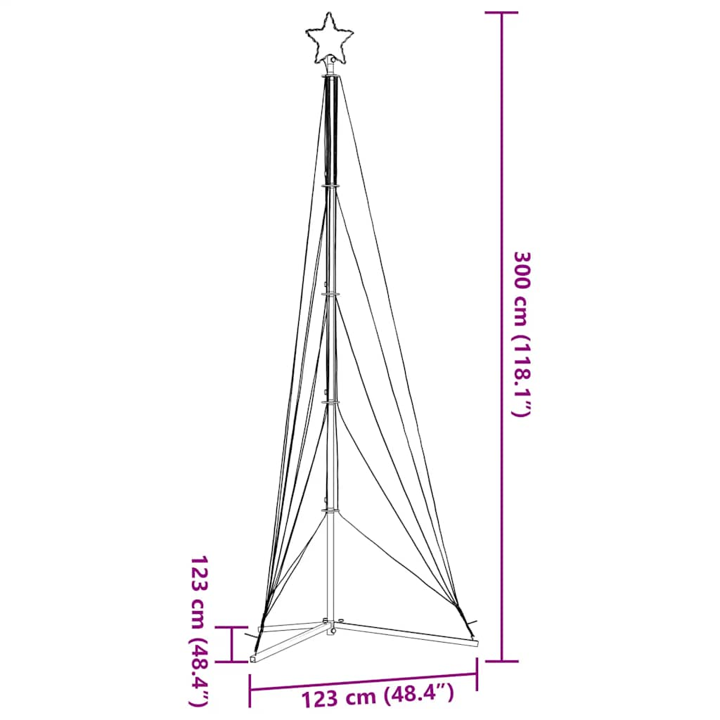 Albero di Natale a LED 525 LED Bianco Caldo 302 cm