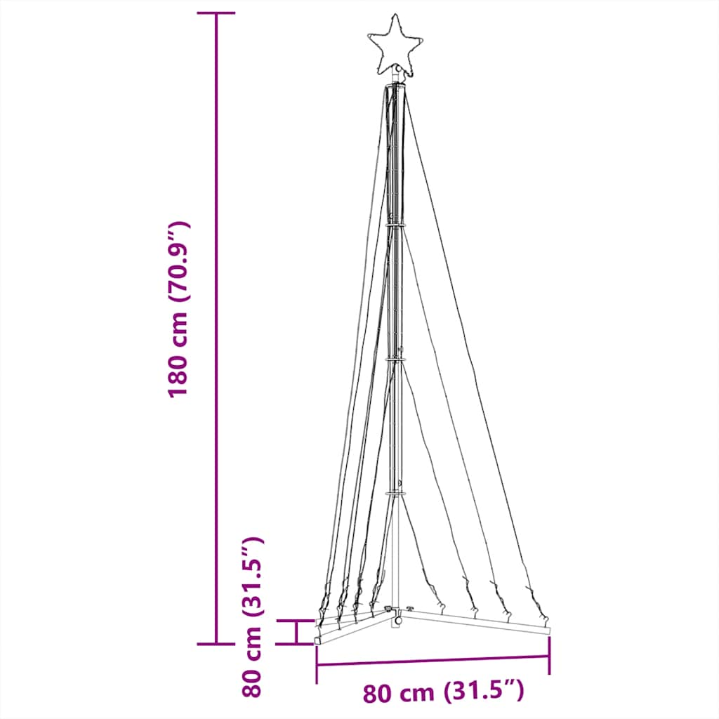 Albero di Natale a LED 339 LED Bianco Caldo 187 cm