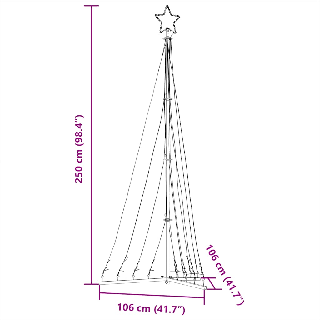 Albero di Natale a LED 447 LED Bianco Freddo 249 cm