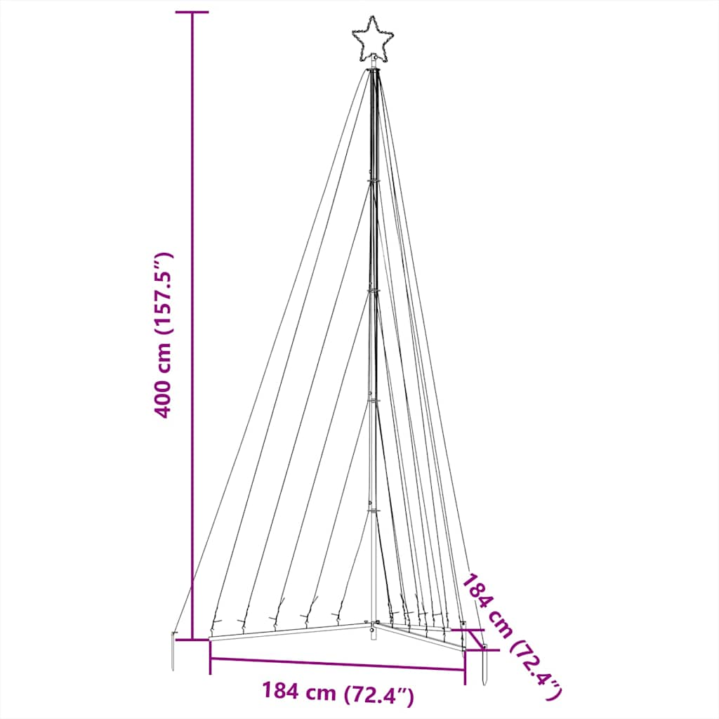 Albero di Natale a LED 570 LED Bianco Freddo 399 cm