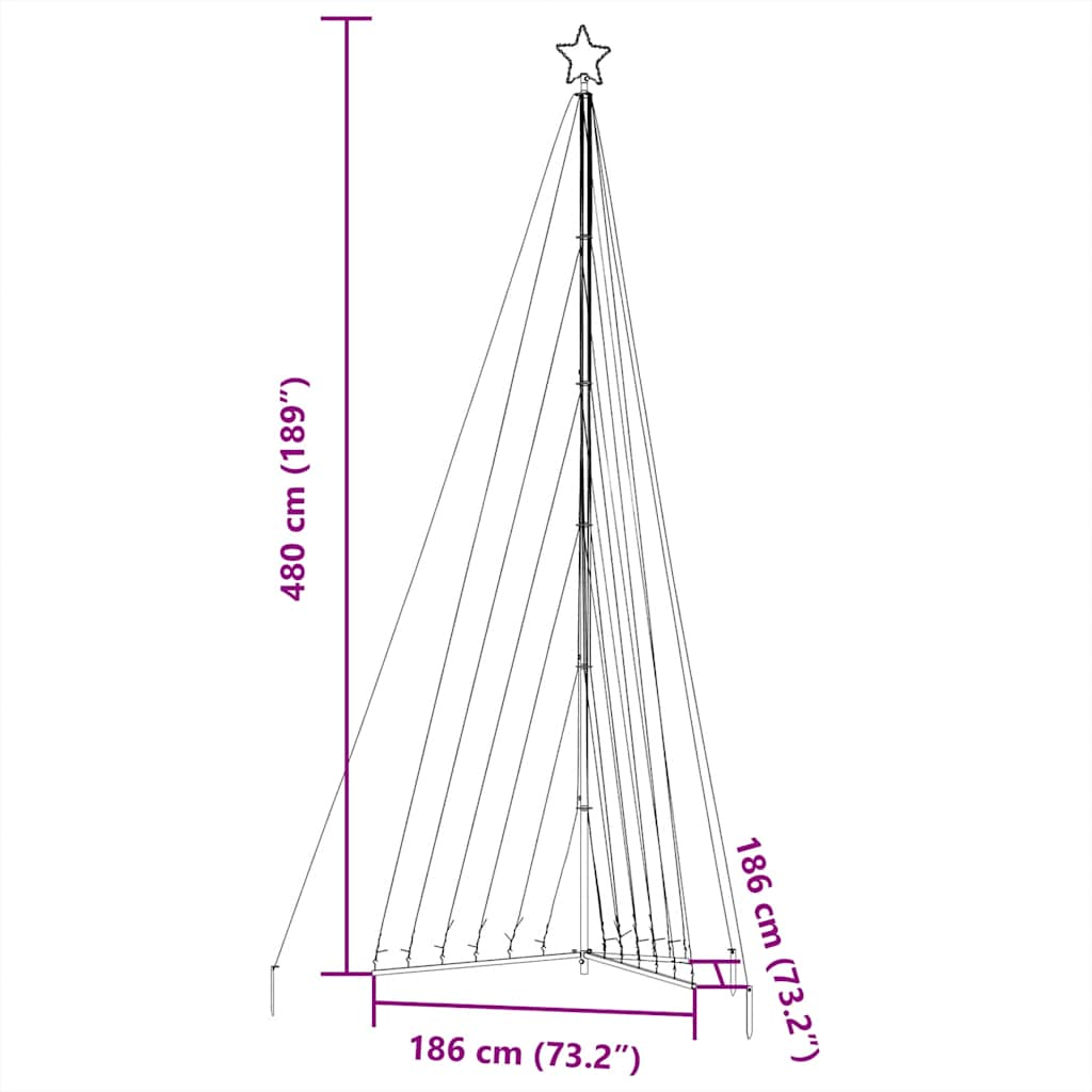 Albero di Natale a LED 789 LED Bianco Caldo 476 cm