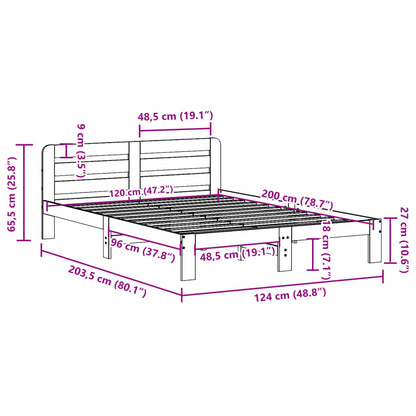 Letto senza Materasso Marrone Cera 120x200 cm in Legno di Pino | homemem39