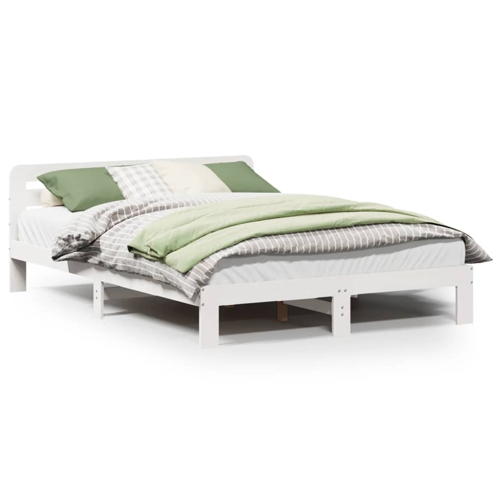 Letto senza Materasso Bianco 140x200 cm Legno Massello di Pino - homemem39