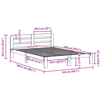Letto senza Materasso Bianco 140x200 cm Legno Massello di Pino | homemem39