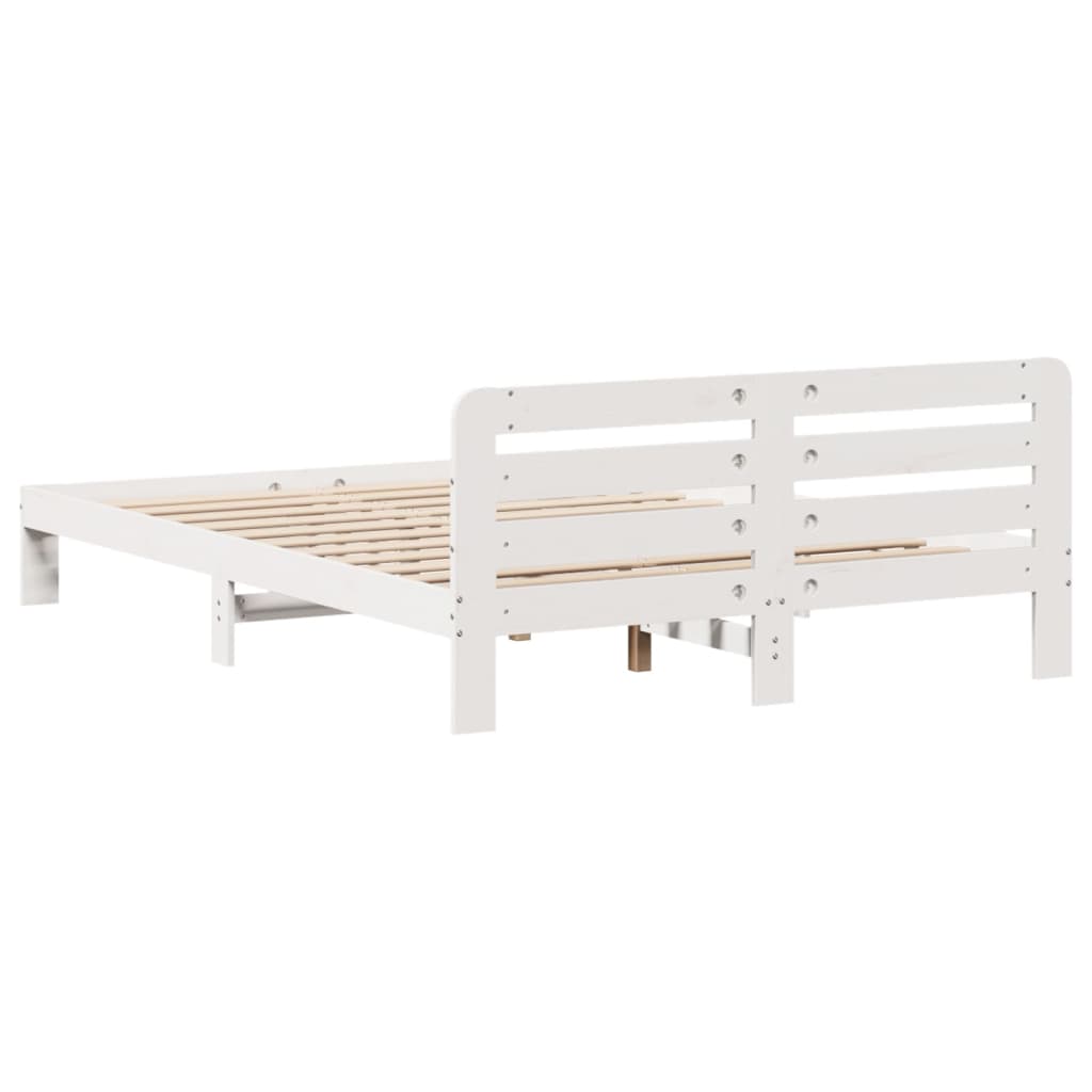 Letto senza Materasso Bianco 150x200 cm Legno Massello di Pino - homemem39