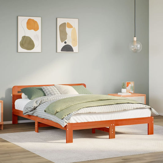 Letto senza Materasso Marrone Cera 150x200 cm in Legno di Pino - homemem39