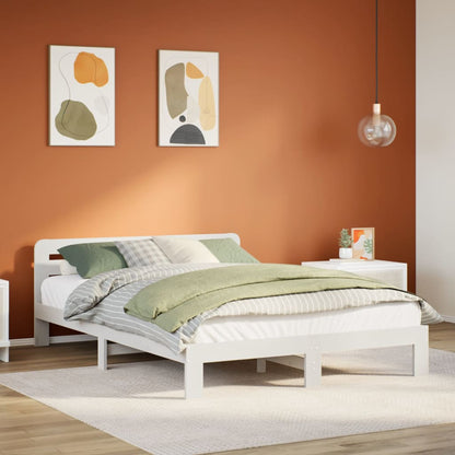 Letto senza Materasso Bianco 160x200 cm Legno Massello di Pino - homemem39
