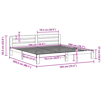 Letto senza Materasso 180x200 cm in Legno Massello di Pino | homemem39