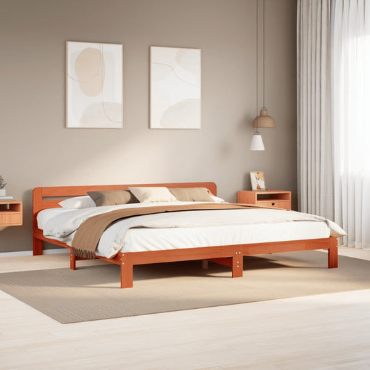 Letto senza Materasso Marrone Cera 180x200 cm in Legno di Pino | homemem39