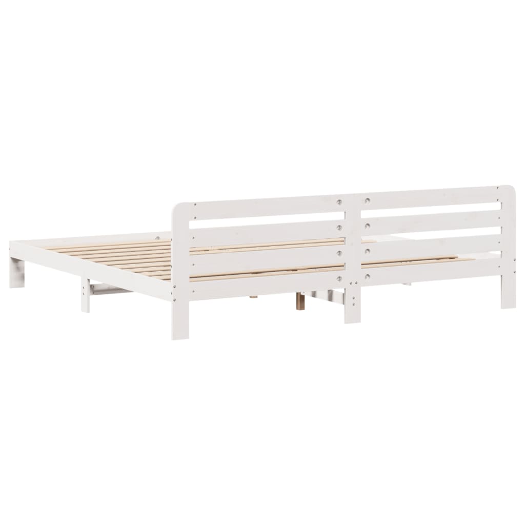 Giroletto senza Materasso Bianco 200x200 cm Legno Massello Pino - homemem39