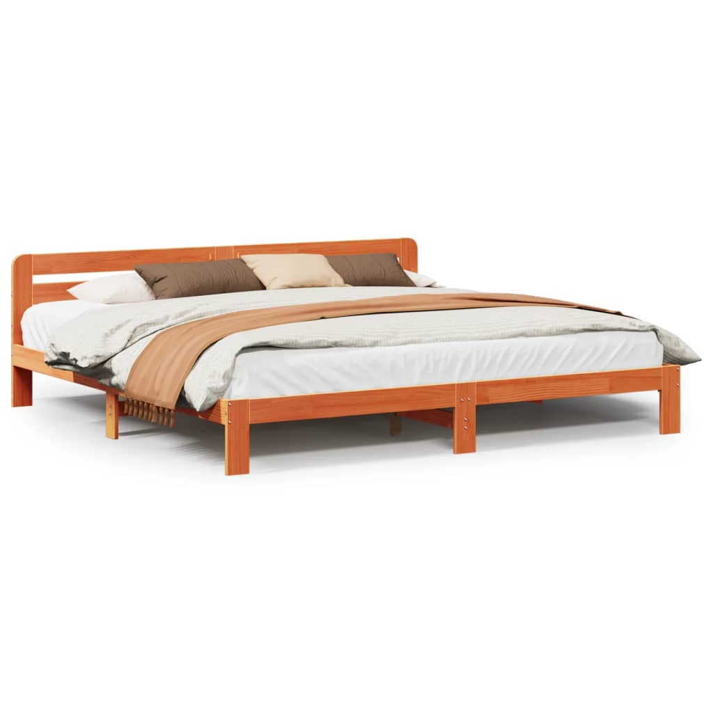 Letto senza Materasso Marrone Cera 200x200 cm in Legno di Pino - homemem39