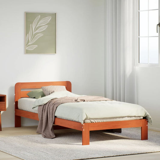 Letto senza Materasso Marrone Cera 75x190 cm in Legno di Pino - homemem39