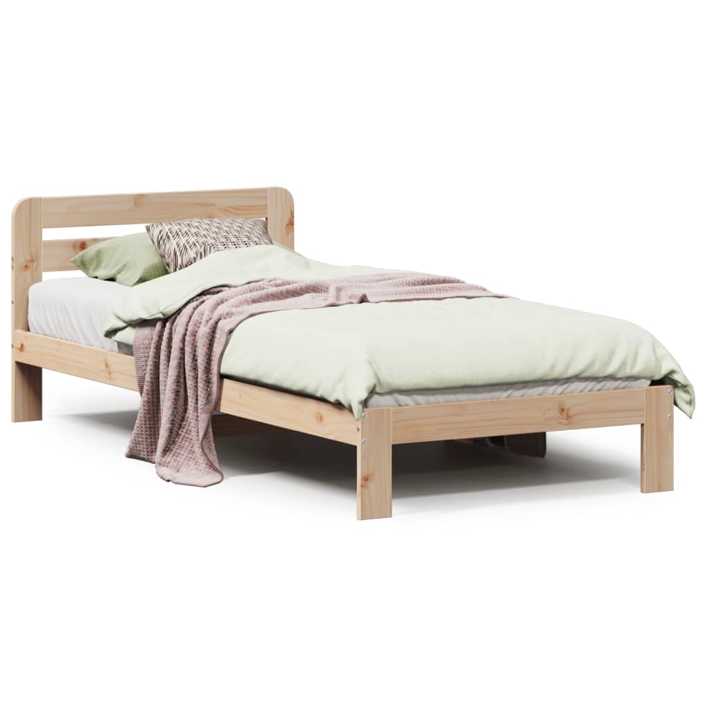 Letto senza Materasso 90x190 cm in Legno Massello di Pino - homemem39