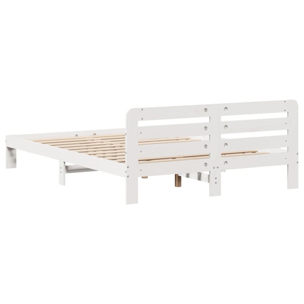 Letto senza Materasso Bianco 120x190 cm Legno Massello di Pino