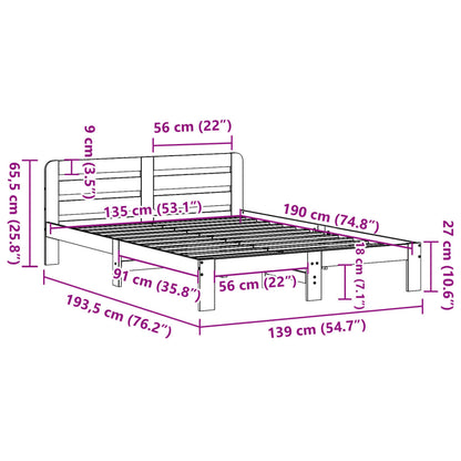 Letto senza Materasso 135x190 cm in Legno Massello di Pino | homemem39