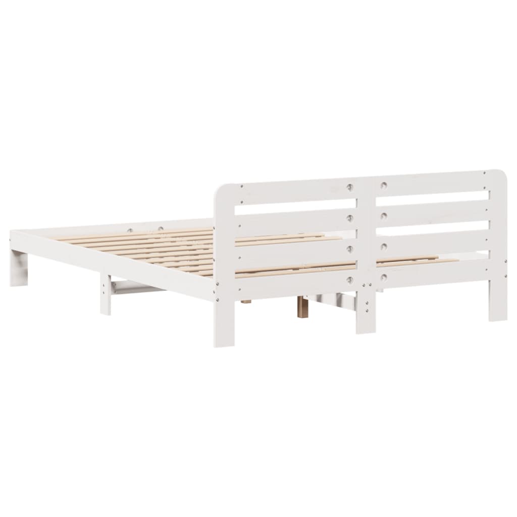 Letto senza Materasso Bianco 135x190 cm Legno Massello di Pino | homemem39